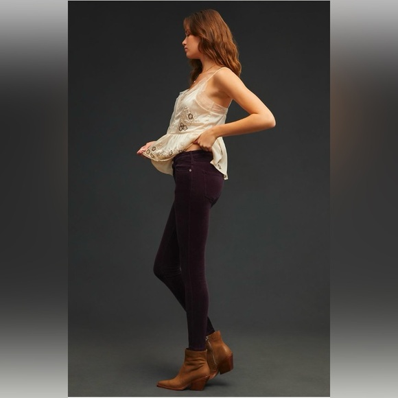 Plum/Eggplant Anthropologie Pilcro Mid Rise Corduroy Skinny Legging Pants - Picture 3 of 16